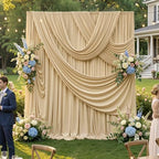 10ftx12ft Champagne Backdrop Curtain for Wedding Party 2 Panels 5×12FT Tall by LeegleriTableSkirt