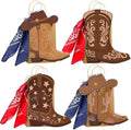 Tinlade 24 Sets Western Cowboy Boots Gift Paper Bags with Paisley Bandanas Western Party Decorations Wild West Kraft Gift Bag Rodeo Cowgirl Boot Hat Goodie Bag for Bachelorette Last Rodeo Party by Tinlade
