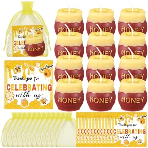 Nuanchu 12 Sets Honey Jar Candles Bee Themed Baby Shower Party Favors by Nuanchu
