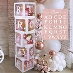 96 PC Bridal Shower Decorations Balloon Boxes White- Transparent Block with BRIDE TO BE + GROOM + A - Z Letters and 40 Balloons- Engagement Bachelorette Parties Weddings Centerpieces Photo Booth Props by RegalDecorations