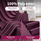 20ft×12ft Wrinkle Free Burgundy Backdrop Curtain for Wedding Parties, 4 Panels 5×12ft Long Soft Silky Polyester Backdrop Drapes Maroon Photo Back Drop Cloth for Birthday Photography Background - Image 4