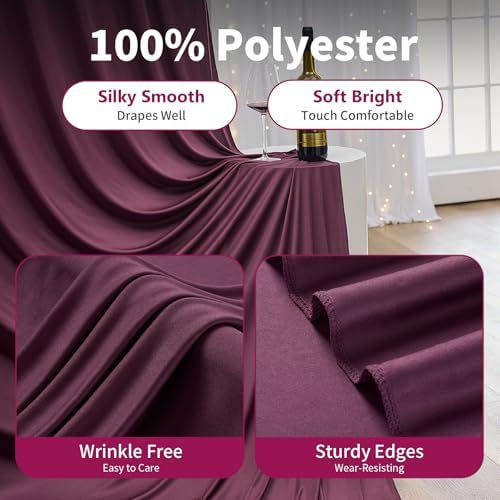 50ft×12ft Wrinkle Free Burgundy Backdrop Curtain for Wedding Parties, 10 Panels 5×12ft Long Soft Silky Polyester Backdrop Drapes Maroon Photo Back Drop Cloth for Birthday Photography Background - Image 4