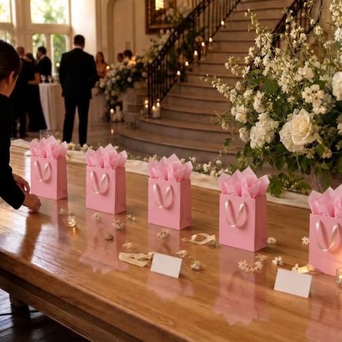 Aosric Pink Gift Bags with Tissue Paper, 30 Pack, 7x4x9 In - Image 6