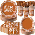400 Pcs Cielito Lindo Party Decoration for 50, Terracotta Cielito Lindo Paper Plates Napkins Cups Cutlery Mexican Disposable Tableware for Cinco De Mayo Fiesta Baby Shower Birthday Supply by Sunnychicc