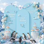 Baby Blue Arch Backdrop Cover 7.2ft 6.6ft 6ft Arch Cover Set of 3 Arch Covers Stretchy Backdrop for Wedding Party Baby Shower Birthday Photography Spandex Arch Stand Covers Backdrop Curtains Decor - Image 4
