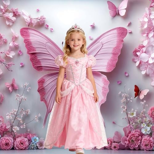 10X6.5ft Pink Butterfly Flower Backdrop for Photography Floral Wonderland Photo Background Baby Shower Birthday Bridal Shower Party Decors Newborn Girls Princess Portrait Photobooth Props - Image 2