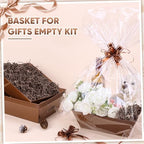 AFOROEOA 5 Pack Brown Baskets for Gifts Empty, 12x10x4” Kraft Gift Basket Kit with 5 Clear Bags, 5 Bows & 200g Crinkle Cut Paper - Large Empty Gift Baskets to Fill for Christmas, Weddings, Birthdays - Image 6