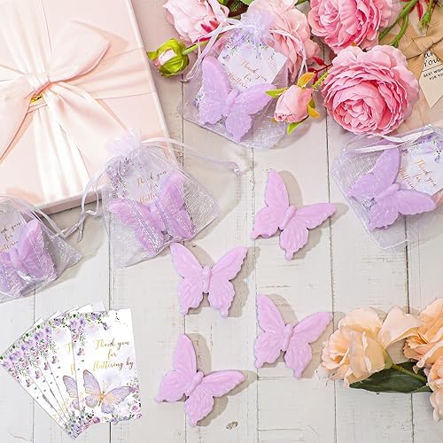Dunzy 100 Set Butterfly Soaps Party Favors with Cards,Purple - Image 4