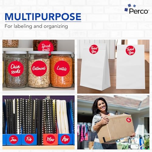 Perco Red Perforated Round Circle Dot Sticker 3-Inch Labels — 3 Rolls, 1,500 Stickers - Sale, Discount & Urgent Signage, Warning Labels, High Visibility - Made in USA - Image 3