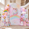 Unicorn Rainbow Arch Backdrop Cover, 7.2FT x 4FT, for Birthday Baby Shower by PartyVillage