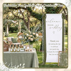 Wedding Welcome Sign Stand with Polyester Ribbon(Grass Green) - Image 3