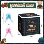 AmazingSpark 28in Giant Gender Reveal Gift Box with Lid Kit Oversized Gender Reveal Balloon Box Large Pull Bows for Baby Shower Birthday Party Decor(Tartan Plaid Bear) - Image 2