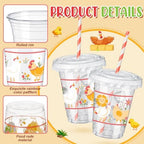 FoldTier 50 Pcs Chicken Party Cups 12 oz Birthday Plastic Disposable - Image 3
