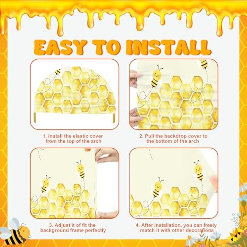 3 Pcs Honey Bee Arch Backdrop Covers Honey Theme Stretchy Backdrop Cover - Image 3