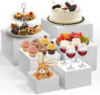 Garvee 6-Piece White Stackable Display Risers for Desserts – Multi-Sized Food Stands for Bakery, Wedding, Buffet, and Retail Display (Nesting & Space-Saving) by Garvee