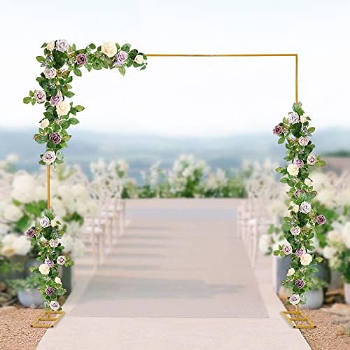 Wedding Arch 9.8FT*9.8FT Square Backdrop Stand Metal Arch Frame Wedding Arches for Ceremony Frame Gold Wedding Decorations Arch Party Garden Flower Plants Rack Decor - Mustard Yellow by TouSuaRSi