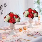 Sziqiqi Artificial Flower Centrepieces for Tables, Red & White, 10Pcs - Image 4