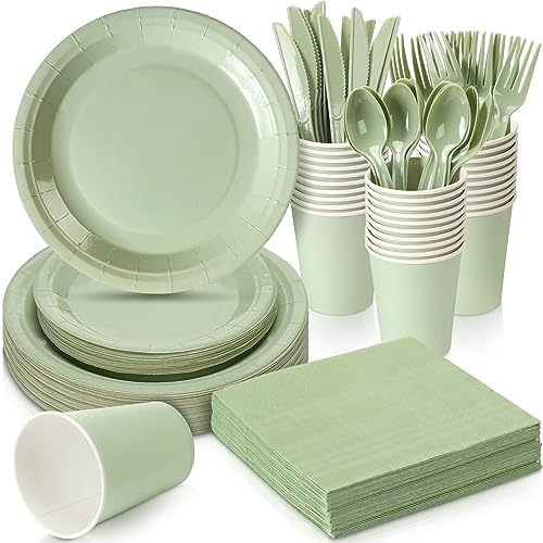 Dandat 350 Pcs Bridal Shower Decorations Baby Shower Party Supplies, Sage by Dandat