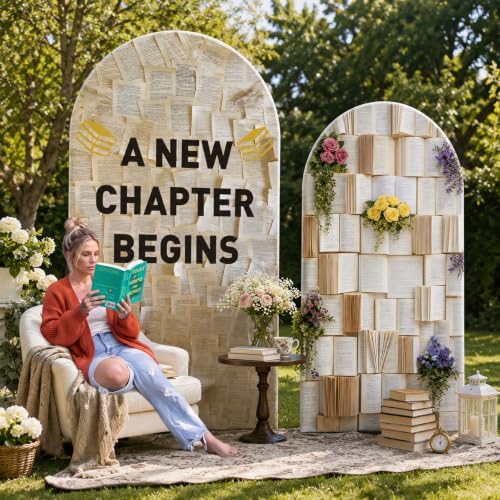 Tingjoo 2 Pcs a New Chapter Begins Decorations Book Themed Party Backdrop by Tingjoo