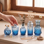 Clear Gradient Blue Glass Bud Vase Set of 24 Pcs,Small Bud Vases in Bulk,Glass Crystal Flower Vases Table Centerpieces for Party Event Wedding Decor Baby Shower Decorations (Gradient Blue, 24 Pcs) - Image 2