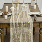 Artoid Mode Beige Gold Gauze Table Runner 120 Inch 10Pcs, Glitter Metallic Foil Sheer Dining Wedding Anniversary Holiday Birthday Table Decor for Home Party - Image 2