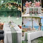 30 Pack Grey Green Cheesecloth Table Runner 9FT Rustic Sheer Table Runners 17x108 Inch Gauze Boho Runner for Wedding Bridal Baby Shower Birthday Party Table Decorations - Image 7