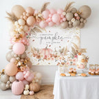 Mocsicka Pumpkin Backdrop for Girl Boy Autumn Fall Baby Shower Party Decorations Boho Blush Floral A Little Pumpkin is On The Way Baby Shower Cake Table Banner (Pink, 10x8ft(120''x96'')) - Image 4