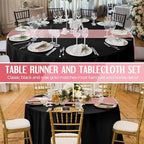 Tudomro 16 Pcs Black and Rose Gold Round Tablecloth and Satin Runner Set - Image 5