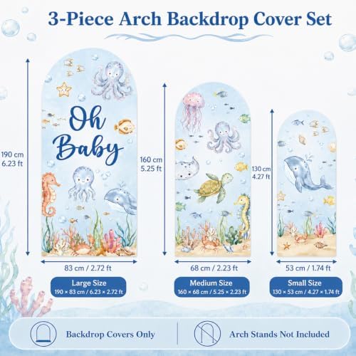 3PCS Under The Sea Baby Shower Arch Backdrop Cover Ocean Party Decorations - Image 2