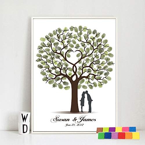 DIY Wedding Guest Book for Couple, Personalized Wedding Gift Fingerprint Tree Guest Signing Book Alternative with Ink Pads for Anniversary Party Decorations-80x120cm - Image 4