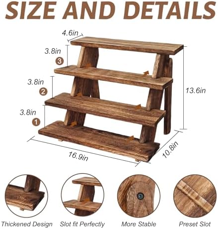 2Pcs Wooden Cupcake Stand - 4 Tier Cupcake Display Stand, Rustic Tiered Display Stand, Tool Free Installation Cupcake Stand for Birthday Party Decoration Supplies - Image 3