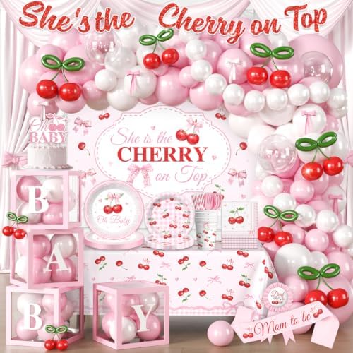 Shes the Cherry on Top Baby Shower Party Decorations, Pink and Red by Unknown