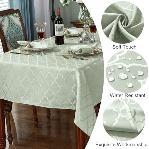 SASTYBALE Sage Green Gray Rectangle Jacquard Tablecloth 60x120 Inches - Image 4