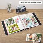 Large Photo Album Self Adhesive 4x6 5x7 6x8 8x10 Pictures Scrapbook Magnetic Album DIY Scrap Book 60 Sticky Pages Linen Cover DIY Photo Album with A Metallic Pen and DIY Accessories(White) - Image 2