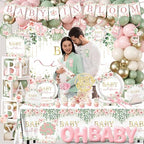 Floral Baby In Bloom Baby Shower Decorations,283pcs Spring Baby Shower Decorations Plates and Napkins Cups Banner Backdrop Tablecloth Cake Topper Balloon for Wildflower Baby In Bloom Shower Supplies - Image 2