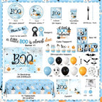 A Little Boo Is Almost Due Baby Shower Decorations - Blue Halloween Baby Shower Decorations for Boy Includes Plates,Napkins,Banner,Balloon Arch for Halloween Birthday Party - Image 6