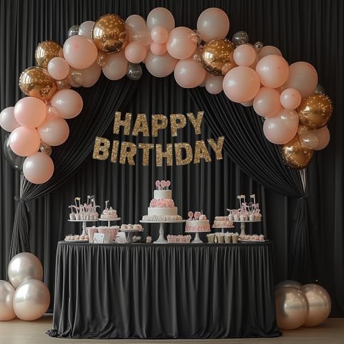 20x10FT Black Backdrop Curtains for Wedding Parties, Wrinkle Free Photo Backdrop Curtains for Wedding Birthday Party Baby Shower, Fabric Drape with Rod Pockets 5ft x 10ft, 4 Panels - Image 4