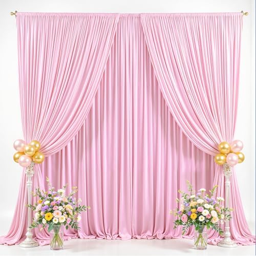 50x8ft Pink Backdrop Curtain for Baby Shower Parties Wrinkle Free Fabric Backdrop Curtain Wedding Photo Backdrop Drapes for Girls Birthday Party Gender Reveal Photography Back Drop 10 Panels 5x8FT - Image 4