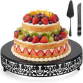 Wenqik 14 Inch Black Cake Stand Set Metal Round Cake Dessert Stand, Wedding by Wenqik