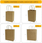 100 Pcs thick Kraft Paper Bags 5.25x8.5x3.25"，Small Shopping Bags with handles Bulk，Craft Gift Bags, Retail Bags, Recycled Bulk, Brown Paper Bags for Wedding，Packaging, Birthday Party，Business, Goody and Kraft Merchandise Bag (5.25x8.5x3.25inch, Origin... - Image 2