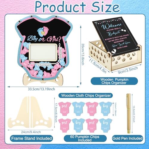 Wenqik 63 Pcs Gender Reveal Baby Shower Guest Book,Blue and Pink - Image 3