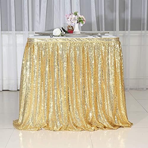 PartyDelight Gold Sequin Table Skirt 9ft Long x 30 Inch High - Image 5