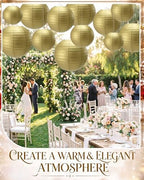 Treela Paper Lanterns Bulk, 5 Sizes, Round Chinese Lamp, Gold, 60 Pcs - Image 4