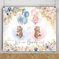 Bear Gender Reveal Backdrop We can Bearly Wait Photography Background 10x8ft Blue and Pink Flower He or She Boho Photo Background Baby Shower Banner Party Decorations by Lexfvpoo