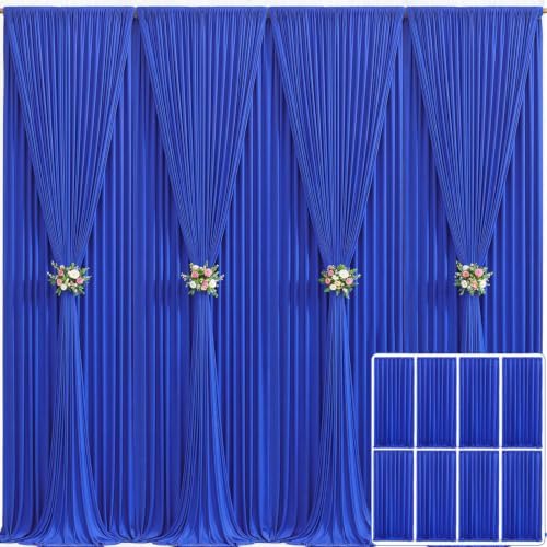 8 Panels Royal Blue Backdrop Curtain for Wedding Parties Wrinkle Free Blue Photo Curtains Backdrop Drapes Fabric Decoration for Birthday Party Baby Shower 40ft(W) x 10ft(H) by Tao-GePartyDecorations