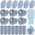 48 Pcs Blue Mexican Heart Shaped Tins with Clear Lids Organza Bags Thanks Cards De Barro Mexicanos Empty Candle Candy Boxes Cielito Lindo Party Decorations for Wedding Gifts Fiesta Party Favors by Stuffygreenus