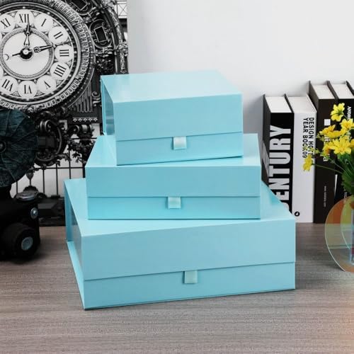 5 Pcs Large Gift Box 13.5x11.8x4.7 Inches, Blue Gift Boxes for Presents with Magnetic Closure Lid, Luxury Gift Box Rectangle Collapsible Boxes for Gift Packaging - Image 6