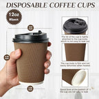 LITOPAK 80 Pack 12 oz Disposabel Paper Cups, Coffee Cups with Lid, Stirrers - Image 2