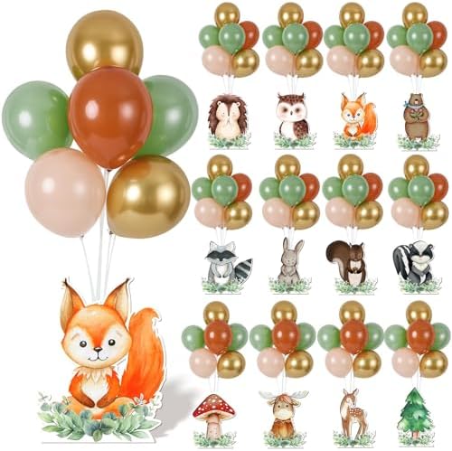12 Sets Woodland Baby Shower Balloon Stand Kit for Table Safari Baby Shower Centerpiece Decorations with Balloon for Gender Reveal Birthday Party Photo Props Supplies by Unknown