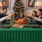 2 Pack Spandex Table Skirts 6ft,Hunter Green for Christmas Decor - Image 3